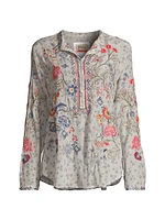 Nya Floral Embroidered Silk Blouse