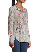 Nya Floral Embroidered Silk Blouse