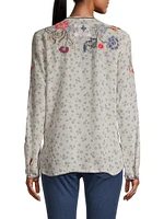 Nya Floral Embroidered Silk Blouse