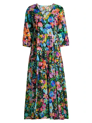 Wild Blooms Floral Tiered Maxi Dress