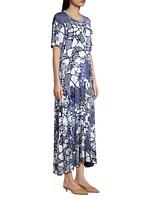 Moonlight Glass Floral Geometric Maxi Dress