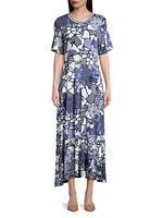 Moonlight Glass Floral Geometric Maxi Dress