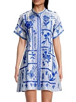 Botanique Embroidered Silk Minidress