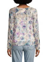 Glinda Floral Silk Peasant Blouse