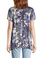 The Janie Favorite Floral Geometric Draped Tunic