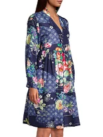 Fanny Thula Floral Silk Shirtdress