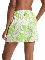 Palm Textured Satin Pull-On Shorts