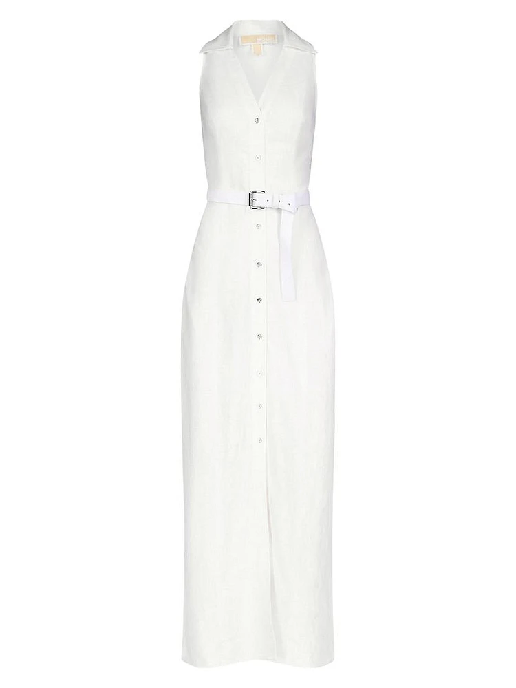 Belted Linen Maxi Dress