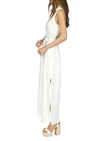 Belted Linen Maxi Dress