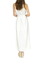 Belted Linen Maxi Dress