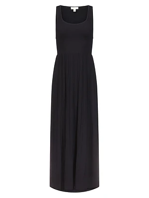 Scoopneck Pleated Maxi Dress