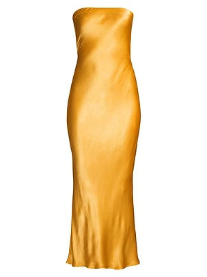 Moon Dance Satin Strapless Maxi Dress