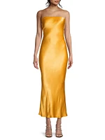 Moon Dance Satin Strapless Maxi Dress