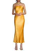 Moon Dance Satin Strapless Maxi Dress