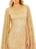 Sequined Cape Minidress