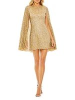 Sequined Cape Minidress