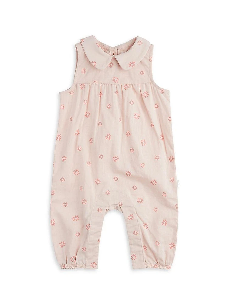 Baby Girl's Daisy Print Sleeveless Coveralls