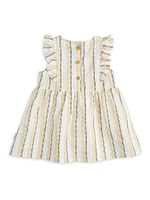 Baby Girl's Ruffle-Trim Striped Dress & Bloomers Set