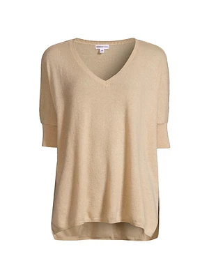 Pow Cashmere Short-Sleeve Sweater