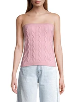 Cotton Cable-Knit Strapless Top