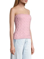 Cotton Cable-Knit Strapless Top