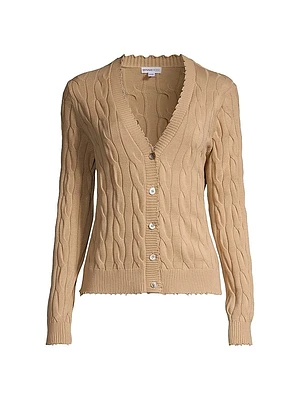 Frayed Cable-Knit Cardigan