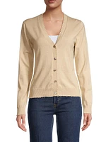 Cotton-Cashmere Frayed Cardigan