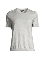 Cotton-Cashmere Frayed Boxy T-Shirt