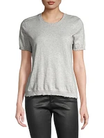 Cotton-Cashmere Frayed Boxy T-Shirt