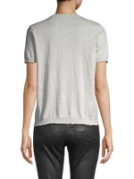 Cotton-Cashmere Frayed Boxy T-Shirt