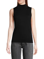 Cotton-Cashmere Mock Turtleneck Top