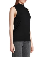 Cotton-Cashmere Mock Turtleneck Top