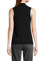 Cotton-Cashmere Mock Turtleneck Top