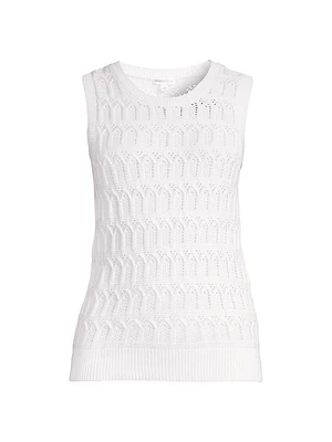 Cotton-Cashmere Pointelle Sleeveless Top