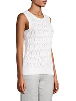 Cotton-Cashmere Pointelle Sleeveless Top