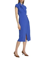 Draped Wrap Midi-Dress