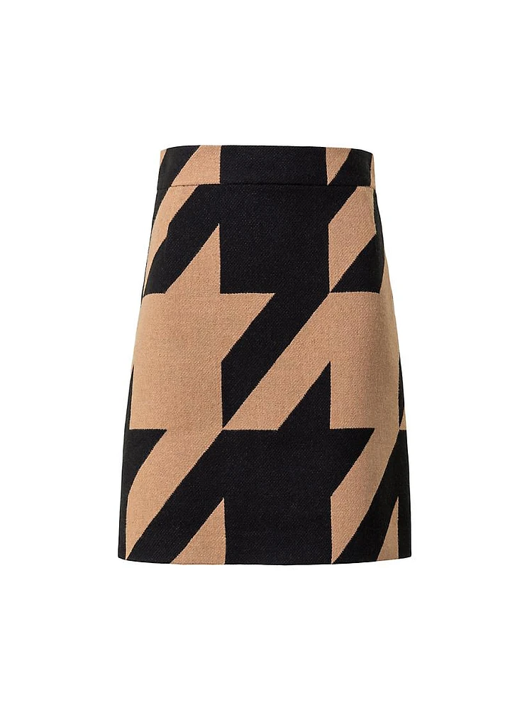 Houndstooth Jacquard Knit Pencil Skirt