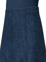 Wool-Blend Denim Midi Skirt