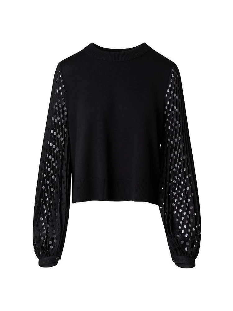 Perforated-Sleeve Wool Sweater