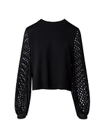 Perforated-Sleeve Wool Sweater