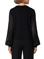 Perforated-Sleeve Wool Sweater