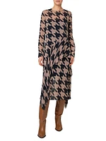 Oversized Houndstooth Drape Dress