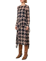 Oversized Houndstooth Drape Dress