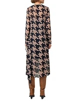 Oversized Houndstooth Drape Dress