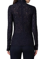 Cotton-Blend Lace Long-Sleeve Blouse