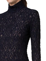 Cotton-Blend Lace Long-Sleeve Blouse