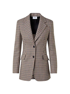 Houndstooth Wool Boyfriend Blazer