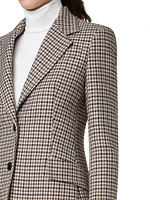 Houndstooth Wool Boyfriend Blazer