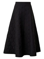 Techno-Dot Quilted Midi-Skirt