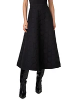 Techno-Dot Quilted Midi-Skirt